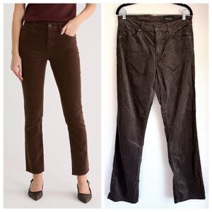 EUC AG Jeans Mari Mid Rise Slim Straight Leg Velvet Jeans in Rich Umber Size 29